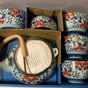 Japanese tea set & Candlestick set of 2